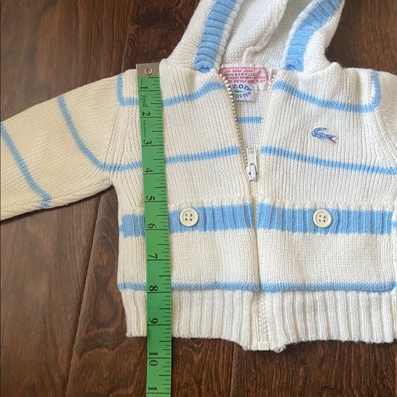 Vintage Izod Lacoste baby knit cable Hoodie cardigan full zip size 3-6M - Picture 7 of 9